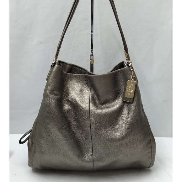 Coach Madison Phoebe Gray Leather 3 Compartments Shoulder Bag - Picture 3 of 16